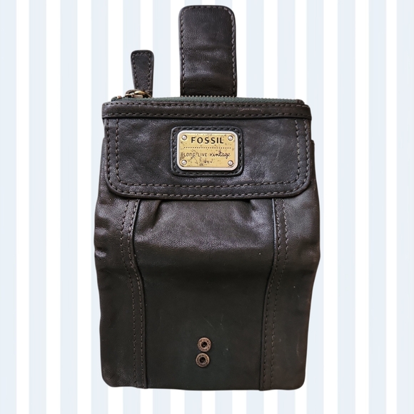 VINTAGE 90S | Fossil Dark Green Leather Wallet - Picture 2 of 5